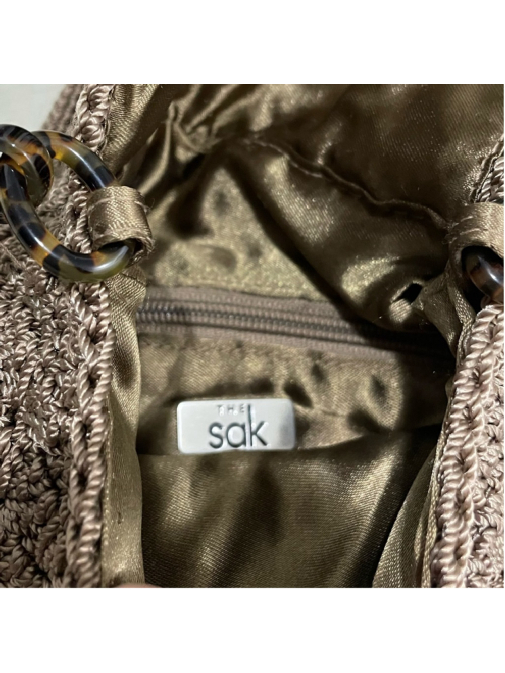 The Sak Crochet Mini Crossbody Bag Taupe Nutmeg - Picture 7 of 9